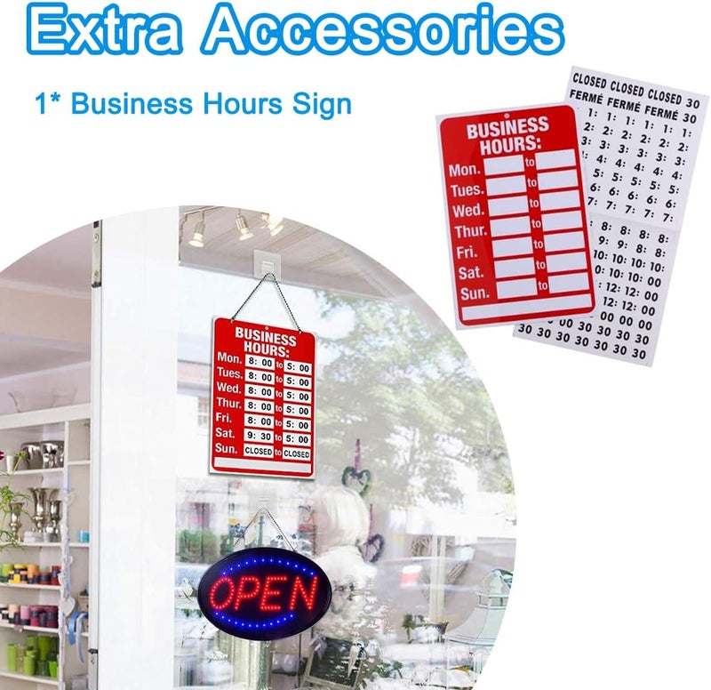 KEBE LED Open Sign, 23" x 14" Large High Visibility Advertisement Board Bright Electric Display Sign Flashing Light for Walls Business Window Bar Shop Hotel - Image 5